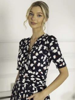 Jolie Moi Acadia Floral Print Wrap Maxi Dress, Navy White Floral -Miha Dresses Shop L621 137 NavyWhiteFloral 5