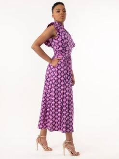 Jolie Moi Doris Frilly Maxi Dress, Pink Animal -Miha Dresses Shop L951 133PINKANIMAL 3
