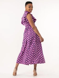 Jolie Moi Doris Frilly Maxi Dress, Pink Animal -Miha Dresses Shop L951 133PINKANIMAL 5