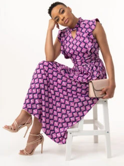 Jolie Moi Doris Frilly Maxi Dress, Pink Animal -Miha Dresses Shop L951 133PINKANIMAL 6