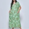 Short Sleeve Tunic Holiday Maxi Dress, Green Abstract 1 Short Sleeve Tunic Holiday Maxi Dress, Green Abstract -Miha Dresses Shop LQ 0A010 GreenAbstract 5