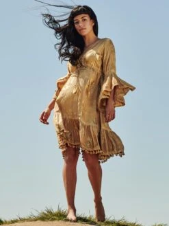 Crochet Trim Midi Holiday Dress, Khaki Pattern -Miha Dresses Shop LQ 0A023 KhakiPatern 6