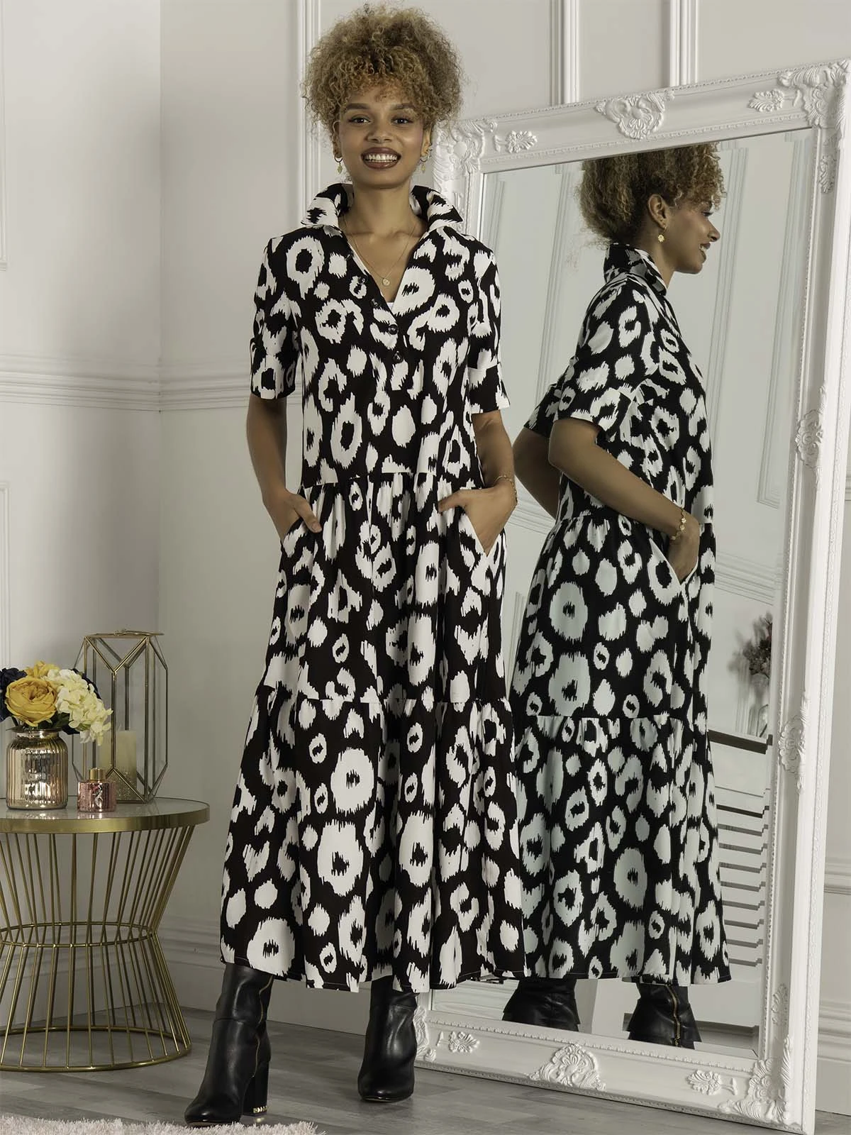 Andorra Printed Maxi Dress, Black Animal 6 Andorra Printed Maxi Dress, Black Animal - Image 4