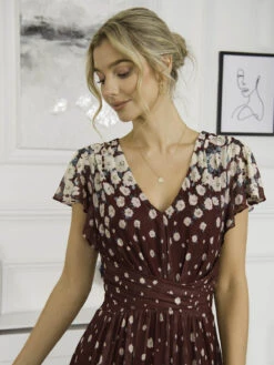 Mably Mirror Print Maxi Mesh Dress, Burgundy Multi -Miha Dresses Shop M 8373 2 BurgundyMulti 5