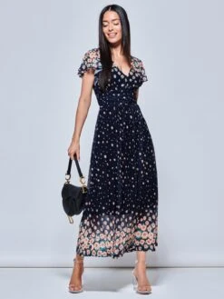 Mably Mirror Print Maxi Mesh Dress, Navy Floral -Miha Dresses Shop M 8373 2 NavyFloral 1