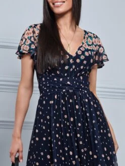 Mably Mirror Print Maxi Mesh Dress, Navy Floral -Miha Dresses Shop M 8373 2 NavyFloral 3