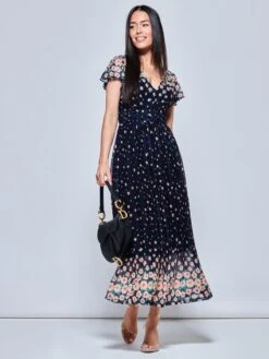 Mably Mirror Print Maxi Mesh Dress, Navy Floral -Miha Dresses Shop M 8373 2 NavyFloral 5