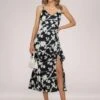 Spaghetti Strap Satin Maxi Dress, Black Floral -Miha Dresses Shop M 901 20 BlackFloral 1