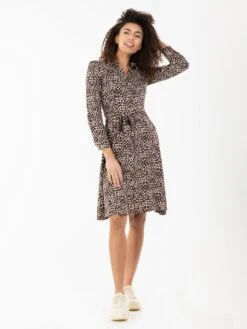 Susan Fit & Flare Shirt Dress , Brown Animal -Miha Dresses Shop M091 106BrownAnimal .1