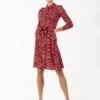 Susan Fit & Flare Shirt Dress , Red Animal
