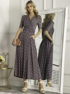 Jolie Moi Beatrice Jersey Maxi Dress, Green Floral -Miha Dresses Shop M621 137 GreenFloral 1