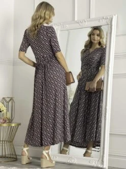 Jolie Moi Beatrice Jersey Maxi Dress, Green Floral -Miha Dresses Shop M621 137 GreenFloral 2