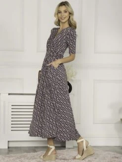 Jolie Moi Beatrice Jersey Maxi Dress, Green Floral -Miha Dresses Shop M621 137 GreenFloral 3