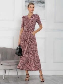 Jolie Moi Beatrice Jersey Wrap Maxi Dress, Pink Animal -Miha Dresses Shop M621 137 PinkAnimal 2 a627d69f 9d12 4cd5 8180 c78af159f434