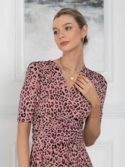 Jolie Moi Beatrice Jersey Wrap Maxi Dress, Pink Animal -Miha Dresses Shop M621 137 PinkAnimal 7