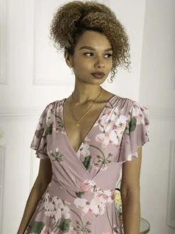 Jolie Moi Gabielle Tiered Midi Dress, Pink Floral -Miha Dresses Shop ME 336 PinkFloral 5