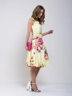 Floral Print Scoop Neck Swing Dress, Yellow Floral -Miha Dresses Shop MarchShoot 3778 2250X3000 fe1b671d 576d 41fa 87fd b929e86ab72e