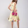 Floral Print Scoop Neck Swing Dress, Yellow Floral