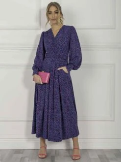 Jolie Moi Nancy Long Sleeve Maxi Dress, Blue Animal -Miha Dresses Shop N 312621BlueAnimal 8