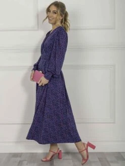 Jolie Moi Nancy Long Sleeve Maxi Dress, Blue Animal -Miha Dresses Shop N 312621BlueAnimal 9