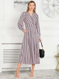 Jolie Moi Nancy Long Sleeve Maxi Dress, Pink Geo -Miha Dresses Shop N 312621 PinkGeo 5 b45ab5c1 3192 4210 9c48 c54c150ec83f