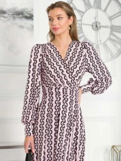 Jolie Moi Nancy Long Sleeve Maxi Dress, Pink Geo -Miha Dresses Shop N 312621 PinkGeo 7