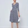 Odilia Fit & Flare Jersey Dress, Navy Geo -Miha Dresses Shop N3222101 NAVYGEO 1