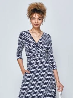 Odilia Fit & Flare Jersey Dress, Navy Geo -Miha Dresses Shop N3222101 NAVYGEO 3