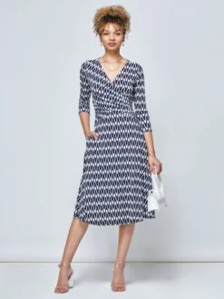 Odilia Fit & Flare Jersey Dress, Navy Geo -Miha Dresses Shop N3222101 NAVYGEO 5