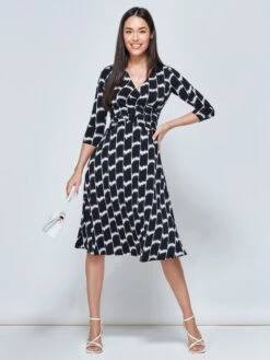 Odilia Fit & Flare Jersey Dress, Black Geo -Miha Dresses Shop N3222101 Black Geo 5