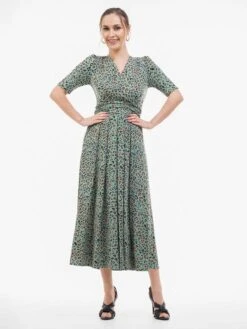 Oakley Animal Print Wrap Maxi Dress, Green Animal -Miha Dresses Shop OC621133GreenAnimal 1