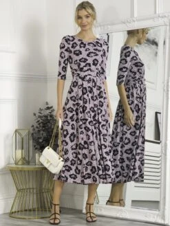 Ozella Jersey Floral Print Maxi Dress, Pink Floral -Miha Dresses Shop OP 162 7 BlackFloral 1