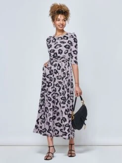 Ozella Jersey Floral Print Maxi Dress, Pink Floral -Miha Dresses Shop OP 162 7 PINKFLORAL 5