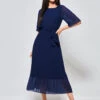 Qynn Chiffon Pleated Maxi Dress, Navy 2 Qynn Chiffon Pleated Maxi Dress, Navy -Miha Dresses Shop P106 132 Navy 5