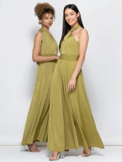 Twist & Tie Multiway Bridesmaid Maxi Dress With Bandeau, Olive Green