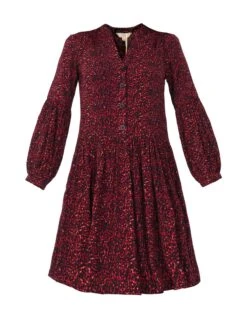 Penele Printed Viscose Shirt Dress, Red Animal -Miha Dresses Shop PenelePrintedViscoseShirtDress RedAnimal6