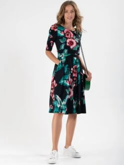 Print Half Sleeve Midi Viscose Dress, Navy Floral 10 Print Half Sleeve Midi Viscose Dress, Navy Floral -Miha Dresses Shop R 162 2ANAVYFLORAL4 488ac9b2 0812 424b bc5d b4df680e0723