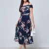 Rawiya Bardot Neck Mesh Dress, Navy Floral -Miha Dresses Shop R WG2318 NavyFloral 5 a9f9cc93 2fbc 4072 9a94 fdd4c88f8d03