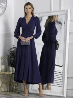 Rashelle Jersey Long Sleeve Maxi Dress, Navy -Miha Dresses Shop R312 143 Navy 2