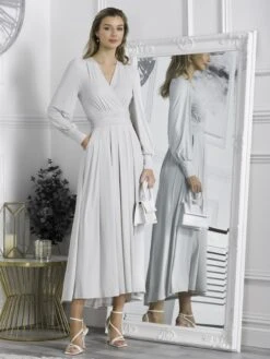Rashelle Jersey Long Sleeve Maxi Dress, Pearl -Miha Dresses Shop R312 143 Pearl 3