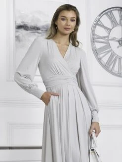 Rashelle Jersey Long Sleeve Maxi Dress, Pearl -Miha Dresses Shop R312 143 Pearl 4
