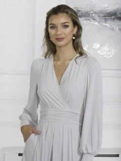 Rashelle Jersey Long Sleeve Maxi Dress, Pearl -Miha Dresses Shop R312 143 Pearl 7