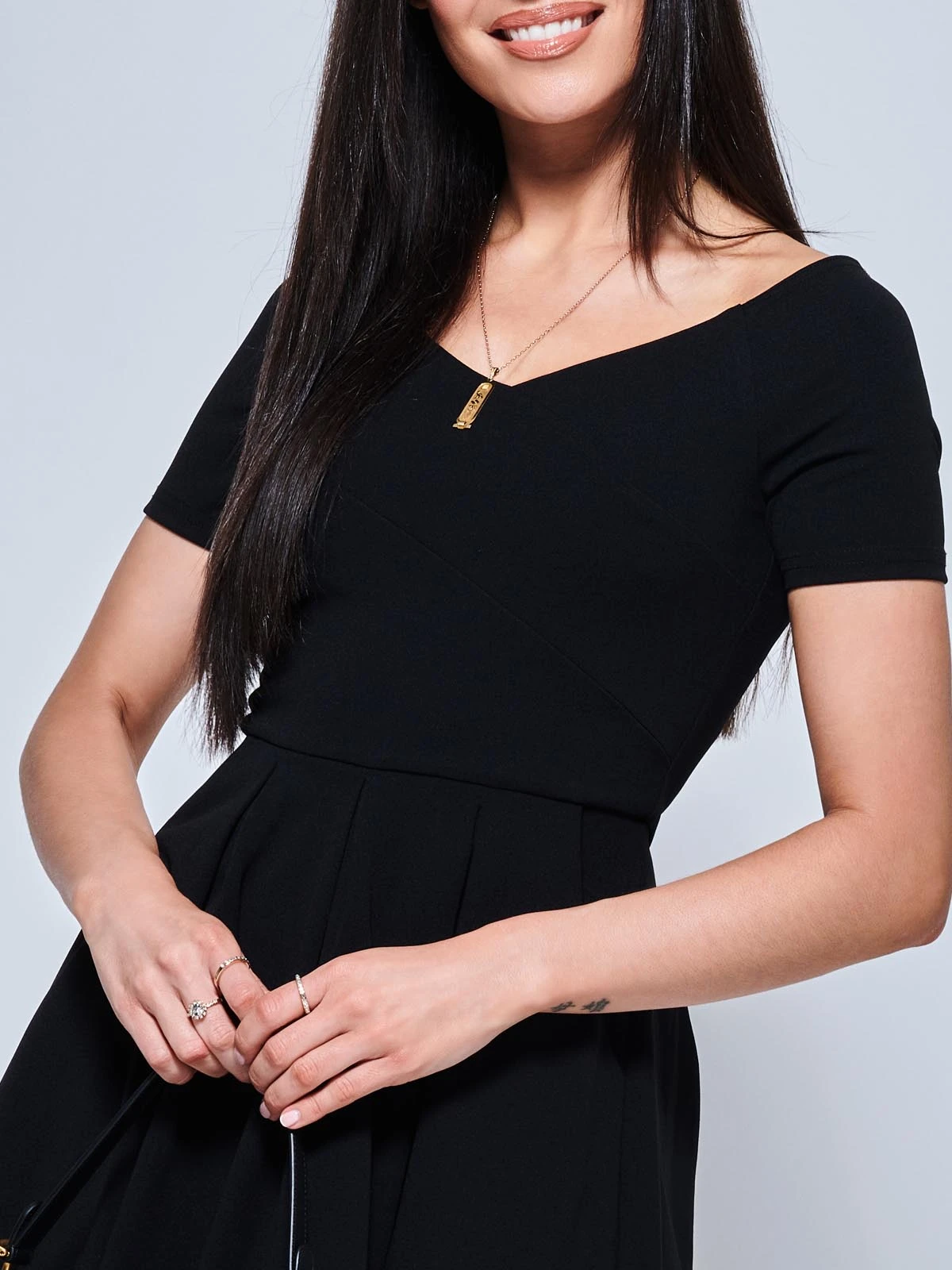 Off The Shoulder Dip Hem Dress, Black 5 Off The Shoulder Dip Hem Dress, Black - Image 3