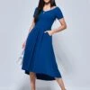 Off The Shoulder Dip Hem Dress, Teal -Miha Dresses Shop RE395 12 Teal 5