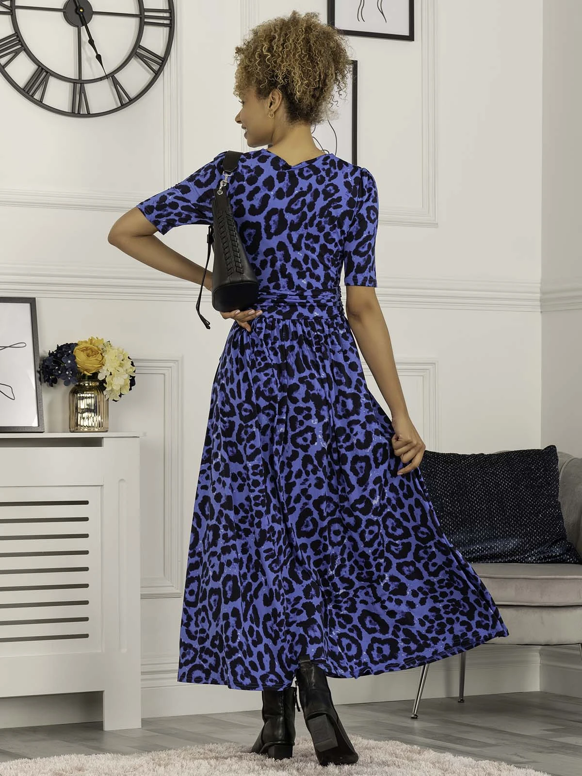 Elisha Print Jersey Maxi Dress, Blue Animal 4 Elisha Print Jersey Maxi Dress, Blue Animal - Image 2
