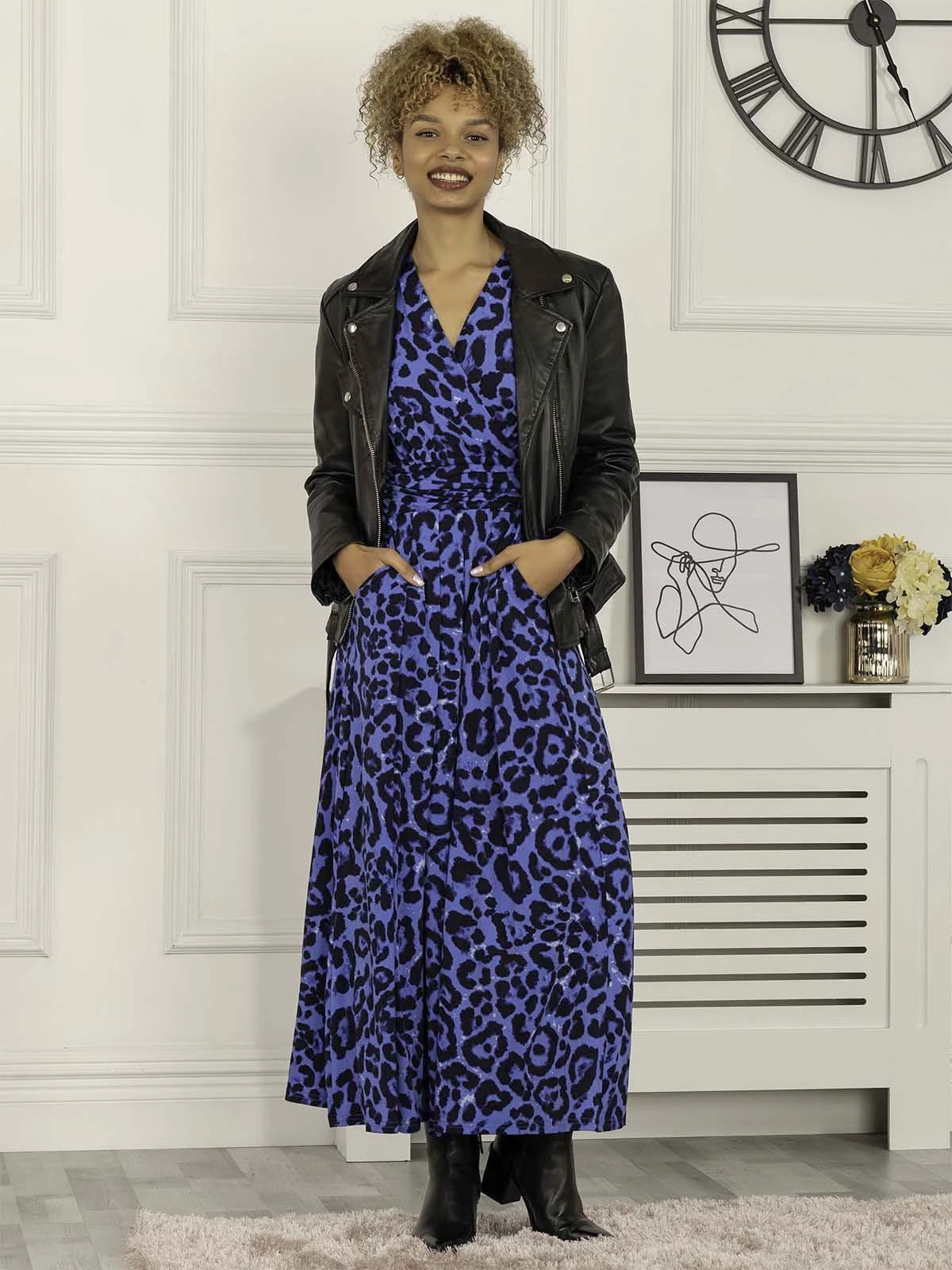 Elisha Print Jersey Maxi Dress, Blue Animal 6 Elisha Print Jersey Maxi Dress, Blue Animal - Image 4
