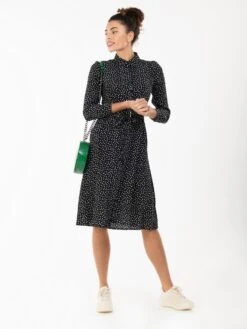 Jolie Moi Shea Spot Print Shirt Dress, Black Spot