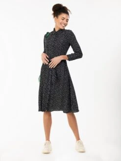 Jolie Moi Shea Spot Print Shirt Dress, Black Spot -Miha Dresses Shop S091 112BlackSpot 5