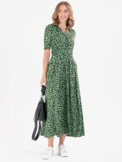 Jolie Moi Denise Maxi Dress, Green Animal/Multi -Miha Dresses Shop S621 133GreenAnimal