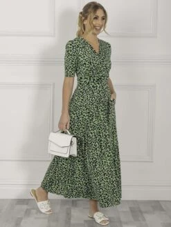 Jolie Moi Denise Maxi Dress, Green Animal/Multi -Miha Dresses Shop S621 133GreenAnimal 8